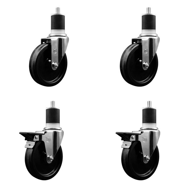 Service Caster 5'' Phenolic Wheel Swivel 1-7/8'' Expanding Stem Caster Set 2 Brakes, 4PK SCC-EX20S514-PHR-2-PLB-2-178 - main
